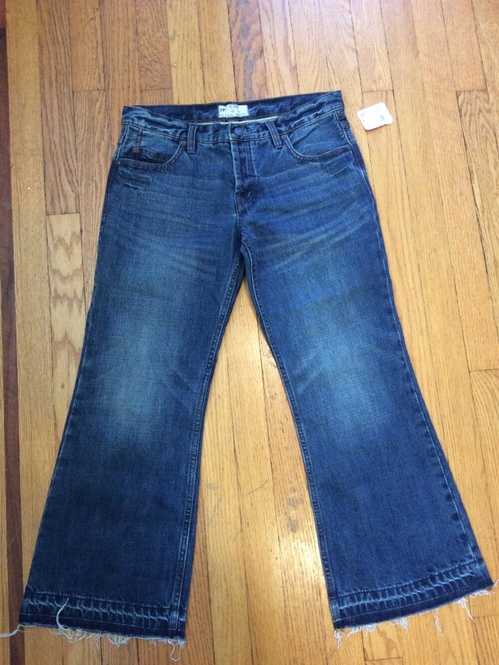 Free People Cropped Wide Leg Jeans Medium Wash Raw Hem Denim Jeans
